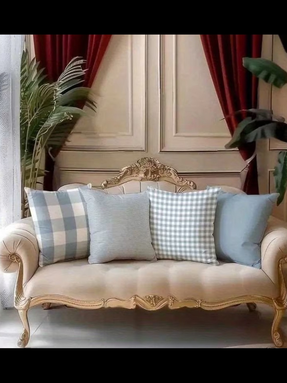 Light Blue Decorative Throw Pillow Set of 4 With Pillow Inserts